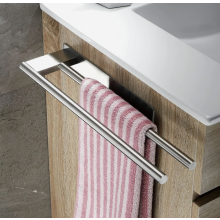 Zelfklevende dubbele handdoekhouder, roestvrijstalen wandmontage handdoekrek voor badkamer en keuken (zonder boren), zilverkleurig
