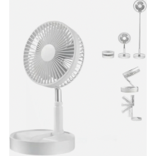 Opvouwbare oplaadbare staande ventilator, USB-compatibel, stille telescopische ventilator voor op reis, kamperen, kantoor en thuis, wit, 540