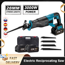 Scie alternative électrique 3000W, 10000SPM, sans fil avec batterie 21V, 4 lames, portable