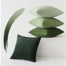 Set of 4 Corduroy Velvet Cushion Covers, Soft Decorative Pillow Cases for Sofa Bedroom Living Room, Green, 40x40 cm