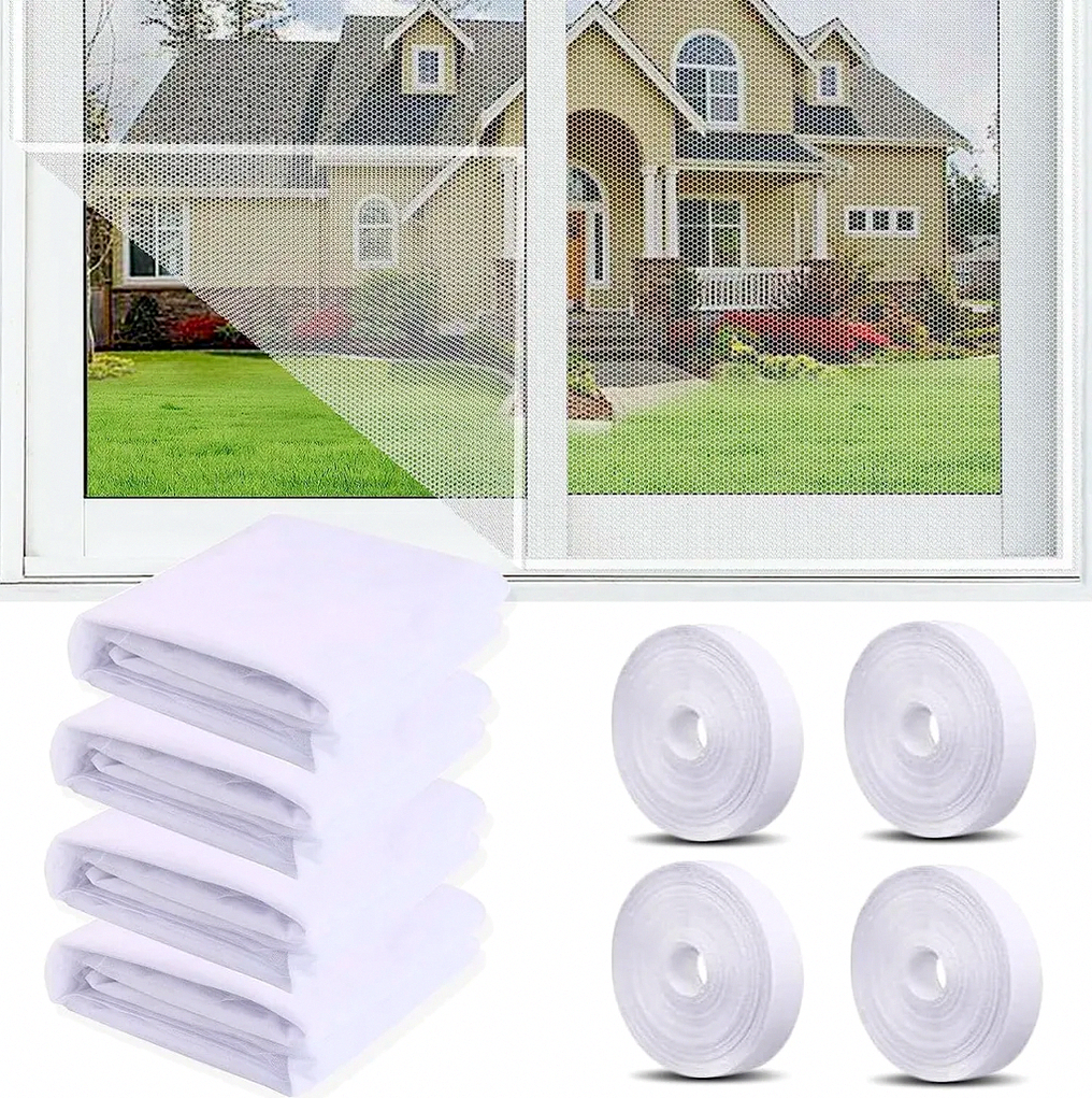 4 Pack Mosquito Nets for Windows, 150 x 200 cm White Fly Screens ...