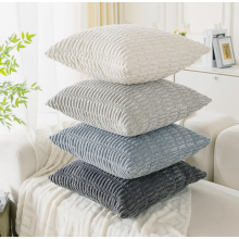 Juego de 4 fundas decorativas para cojines de 40 x 40 cm, fundas suaves de pana gris para sofá y sillón.