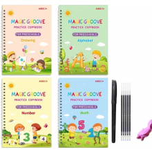 Cuaderno de práctica reutilizable para niños, aprendizaje de números y letras, cuaderno de escritura preescolar con bolígrafo.