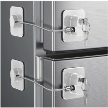Paquete de 2 candados adhesivos para refrigerador con llaves, cerraduras de seguridad para niños sin taladro para congeladores, armarios y c