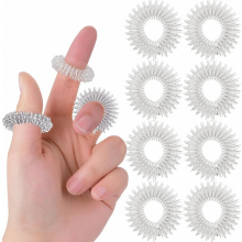 Juego de 8 anillos de acupresión para los dedos, anillos de masaje para relajación y comodidad de las manos.