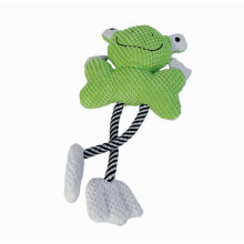 Peluche interactive – Grenouille avec couineur et corde – pour chiens et chiots de toutes tailles