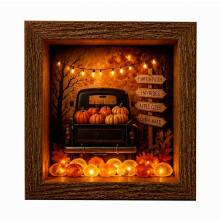 Halloweenske svietiace rámové ozdoby - Svietiaca tieňová krabica - do domácnosti, obývačky a spálne