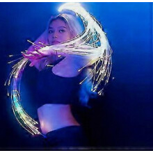 Látigo de fibra óptica LED recargable por USB, látigo metálico de destellos de 7 colores para fiestas y ambientación de escenarios.