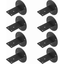 Lot de 8 supports de main courante noirs pour escalier carré en bois, support mural plat en acier inoxydable 201 (vis non incluses).