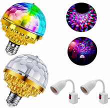 2er-Pack bunte, rotierende Zauberkugel-Lichter, Discokugel-Glühbirne mit Fassungen, Stroboskop-Bühnenbeleuchtung für Zuhause, Zimmer, Tanz, Gebur