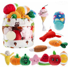 Jouets couineurs pour chiens, peluches pour petits chiens, remplies de couineurs, lot de 12 jouets pour chiots avec un sac de transport pour chie