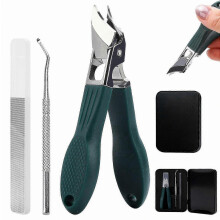 Set di tagliaunghie per unghie incarnite e spesse con ganasce larghe ultra affilate, manico lungo ergonomico, colore verde.