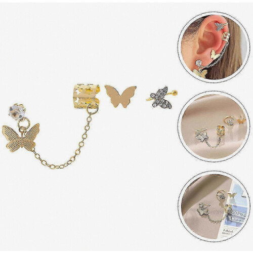 Set di 3 orecchini a cerchio e a perno a forma di farfalla per decorazione. 2