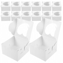 Boîtes à cupcakes en carton blanc en forme de cœur, lot de 25
