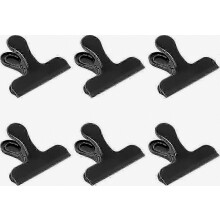 Lot de 6 grandes pinces à sachets de chips noires - Pinces hermétiques en acier inoxydable - Idéales pour la cuisine et le bureau