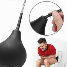 220ml Black Enema Bulb Kit Unisex Anal Douche with Nozzle for Men Women Colon Cleaning