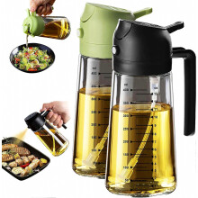 Glazen olijfoliespuitfles van 470 ml (16 oz) voor koken, 2-in-1 olijfoliedispenser