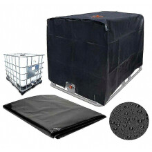 1000L IBC Container Tarpaulin Tank Cover 116x100x120cm Black Anti-UV Anti-Rain Waterproof Cover
