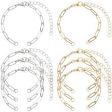 SUNNYCLUE 12Pcs Bracelet Chains Stainless Steel Gold Silver Adjustable with Lobster Clasps for DIY Jewelry Making