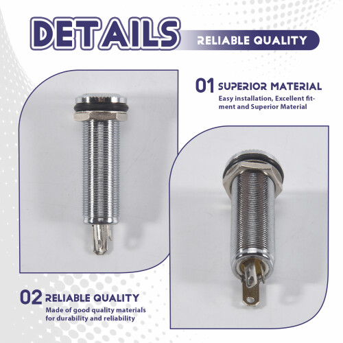 Electric Guitar Jack Chrome Threaded Cylinder Output Input Jack Plug Sockets 1/4 inch for Electric Guitar 2