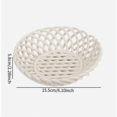 Ceramic Fruit Bowl Fruit Plate Multifunctional Woven Aesthetic Round Food Dish 2