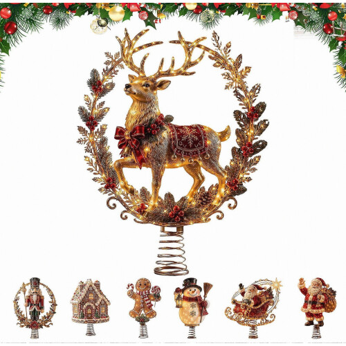 Lighted Christmas Tree Topper – Santa Gingerbread Nutcracker – for Xmas Tree Home 1