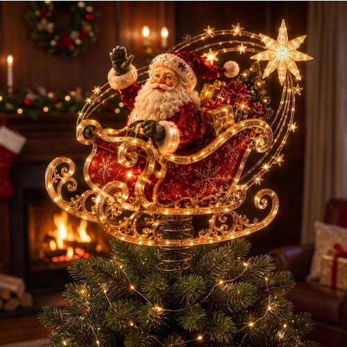 Lighted Christmas Tree Topper – Santa Gingerbread Nutcracker – for Xmas Tree Home 2