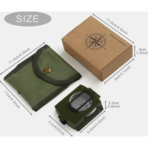 Military March Compass with Carry Case, Camping and Hiking Navigation Compass with German Instructions 1
