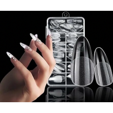 240 Pcs Acrylic False Nail Tips, Full Cover French Almond Gel Nail Extensions, 12 Sizes for DIY Salons