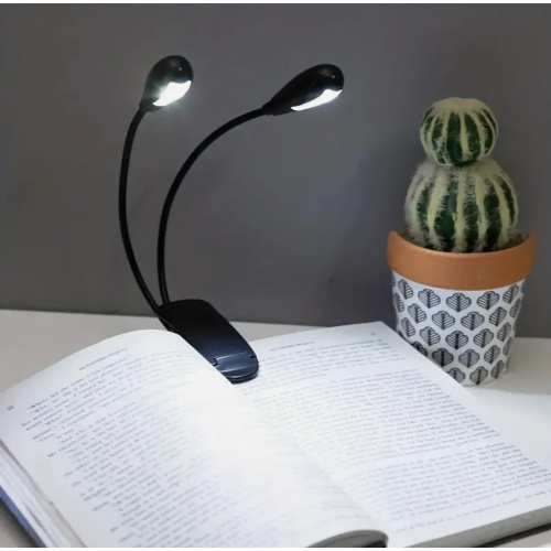 LED Music Stand Light, Adjustable Dual Head Clip On Lamp with USB Cable, 4 LEDs, Compatible with E Readers 2