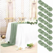 8 Pack Sage Green Cheesecloth Table Runners, 90 x 300 cm Rustic Gauze for Wedding Party Decor