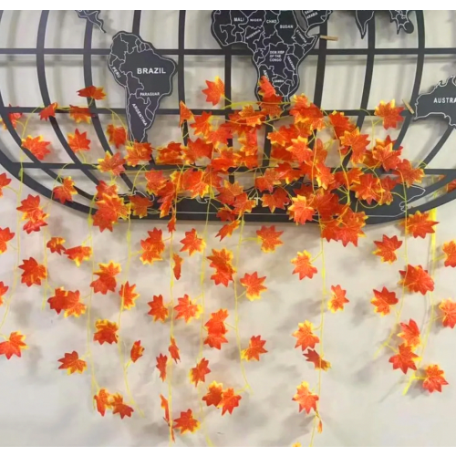 12 Pcs Artificial Autumn Maple Leaf Garland, Fall Hanging Vine Decor for Home Kitchen Fireplace Stairs 2