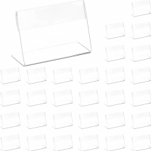 30 Acrylic Label Holders, Small Name Card and Business Card Display Stands for Office, School and Shop, 6 x 4 cm