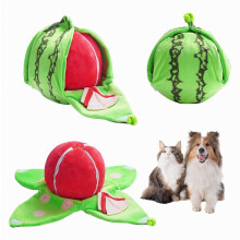 Jouet éducatif interactif pour chien en peluche pastèque, cache-cache avec couineur et sons de froissement, pour chiens de petite et moyenne tail
