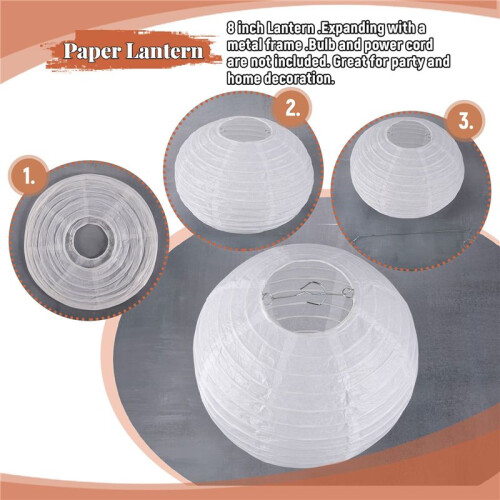 White Chinese/Japanese Paper Lantern/Lamp 8" Diameter 2