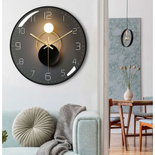 Radio Controlled Luminous Wall Clock with 4 Blue LEDs, Darkness Sensor, 3 Light Modes, 30 cm