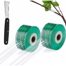 Stretchable Self Adhesive Grafting Tape with Garden Knife for Fruit Trees Nursery Seedlings, Green, 2 Pack