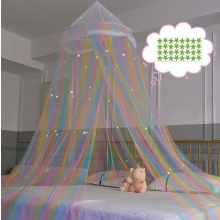 Kids Bed Canopy Princess Mosquito Net, Round Dome Nursery Canopy for Baby Crib, Playroom and Bedroom