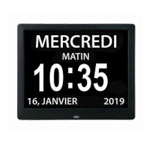 Horloge numérique tout-en-un 7 pouces avec calendrier, date et heure, horloge pour parents atteints de la maladie d'Alzheimer - Noir -