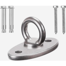 Heavy Duty M8 Ceiling Hook, 500 kg 304 Stainless Steel Pad Eye with Ring for Wooden Beams, Swing, Hammock Chair