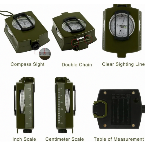 Military March Compass with Carry Case, Camping and Hiking Navigation Compass with German Instructions 2