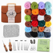 Needle Felting Set in 24 Colours, Needle Felting Accessories with Storage Bag, Wool Felting Set with Felting Wool in Large Quantities