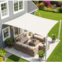 3 x 4 m Rectangular Waterproof Sun Shade Sail, Cream Garden Canopy with 95% UV Protection for Outdoor Use