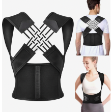 Posture Corrector for Women and Men, Adjustable Back Support Brace, Breathable Shoulder Strap, Black XXL