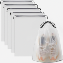 Set of 5 Transparent Shoe Bags with Drawstring, Waterproof Travel Storage Sacks for Men and Women, 30 x 40 cm