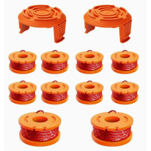 12 Pack Replacement Spool Line for 20 V Grass Trimmers, 1.65 mm x 3 m, Includes 10 Lines and 2 Caps