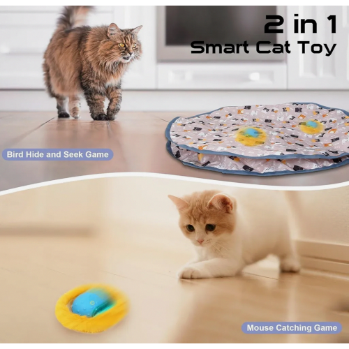 Interactive Automatic Cat Ball Toy for Indoor Cats, Quiet Rolling Motion and Bird Chirping Sounds 1