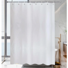 White Shower Curtain 180 x 240 cm, Anti Mould Water Repellent Polyester Fabric with Magnets for Bathroom