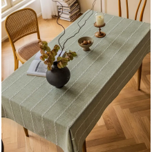 Sage Green Linen Cotton Tablecloth for Rectangular Tables, Washable Soft Boho Kitchen Table Cover, 135.6 x 177.8 cm