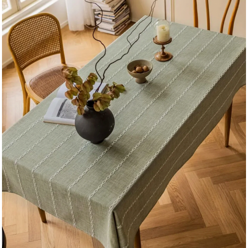 Sage Green Linen Cotton Tablecloth for Rectangular Tables, Washable Soft Boho Kitchen Table Cover, 135.6 x 177.8 cm